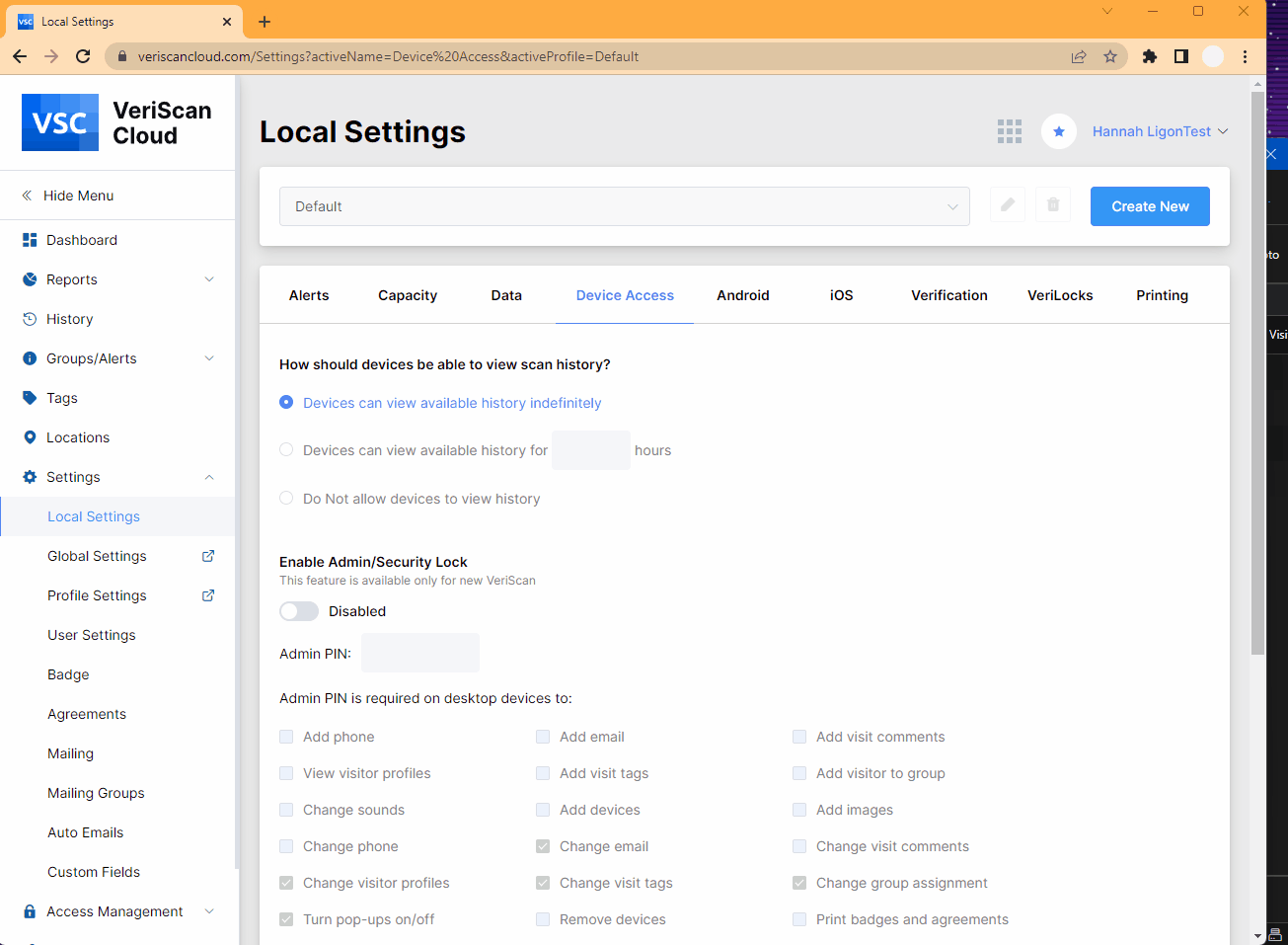 How can I control what endusers can view and change in VeriScan for